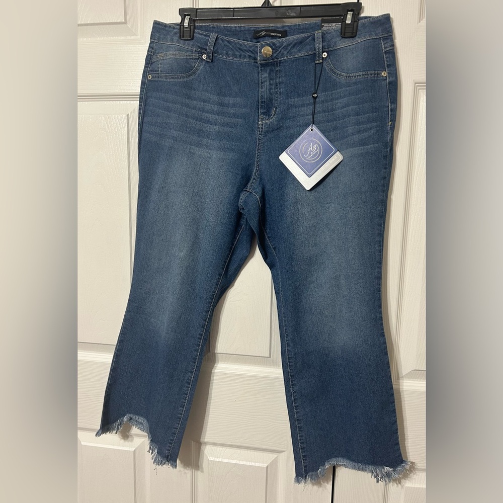 Ag Denim Women’s High Rise Demi Boot Cropped Frayed Jeans NWT Size 16W